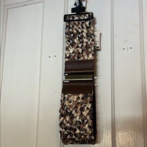 Elegant Braided Leather Belt in Brown and Tan